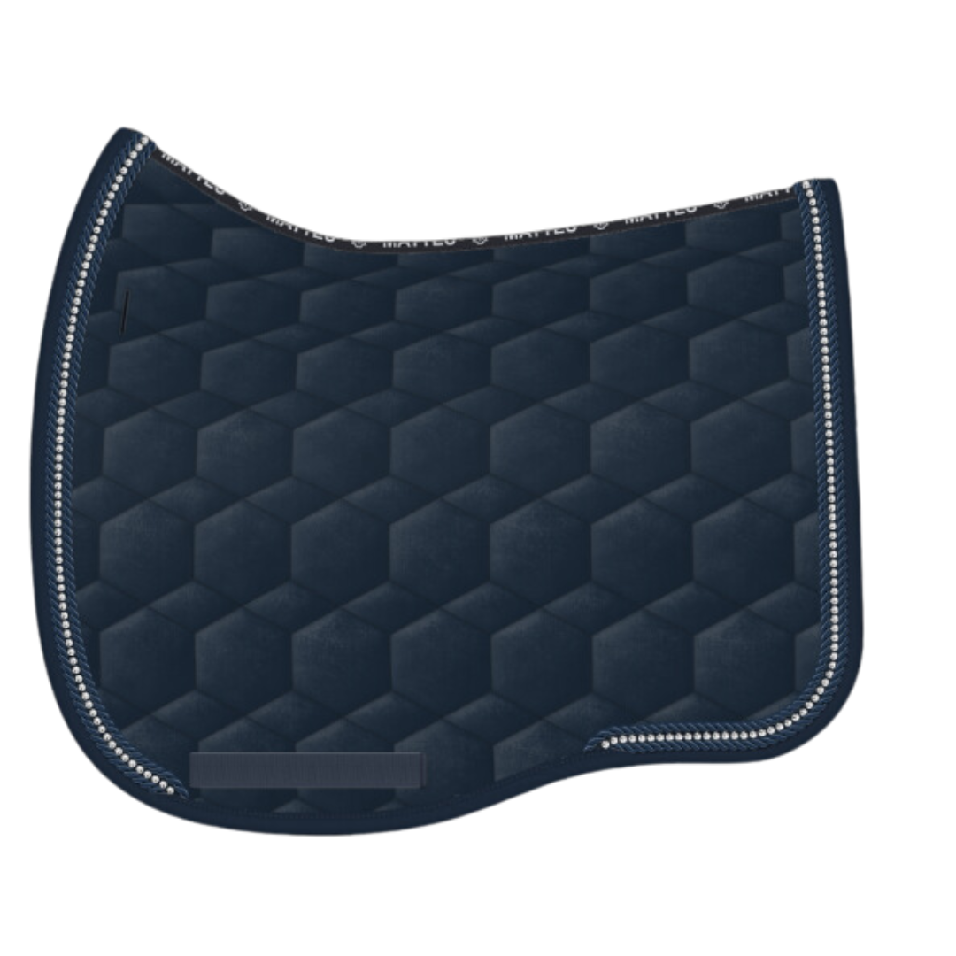 E.A. Mattes Dressage Eurofit Saddle Pad Large / Navy Velvet w/ Crystal Piping