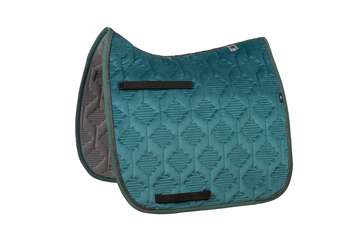 E.A.Mattes SS 25 Woven Piping Velvet Teal Saddle Pad / No Sheepskin